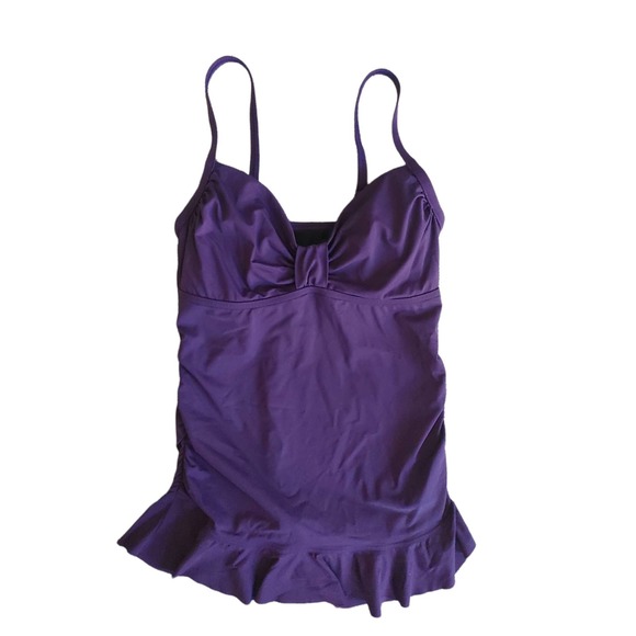Lands' End Ruffled Ruched tankini top and matching bottoms size 4 - Picture 2 of 5